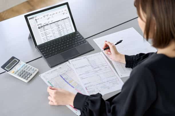 a person preparing tax return documents